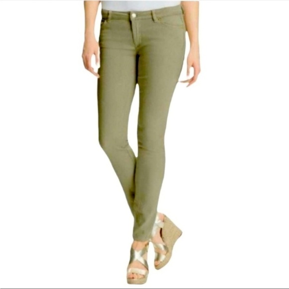 𝅺MICHAEL Kors Izzy Skinny Jeans Safari Green With Gold Woman’s pants Size 4 - Picture 6 of 6